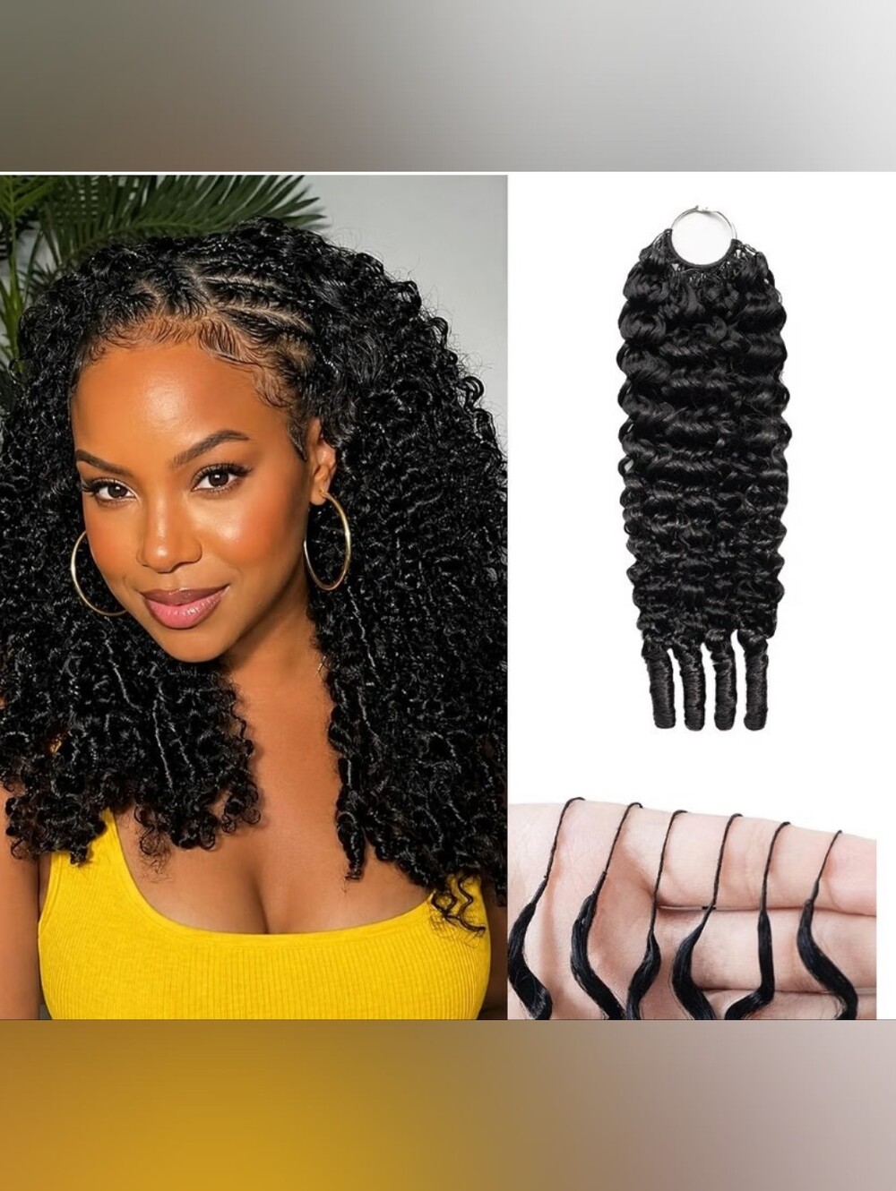 Burmese Curly Feather Crochet Human Hair Spiral Curl Miracle Knotless 14" 60g